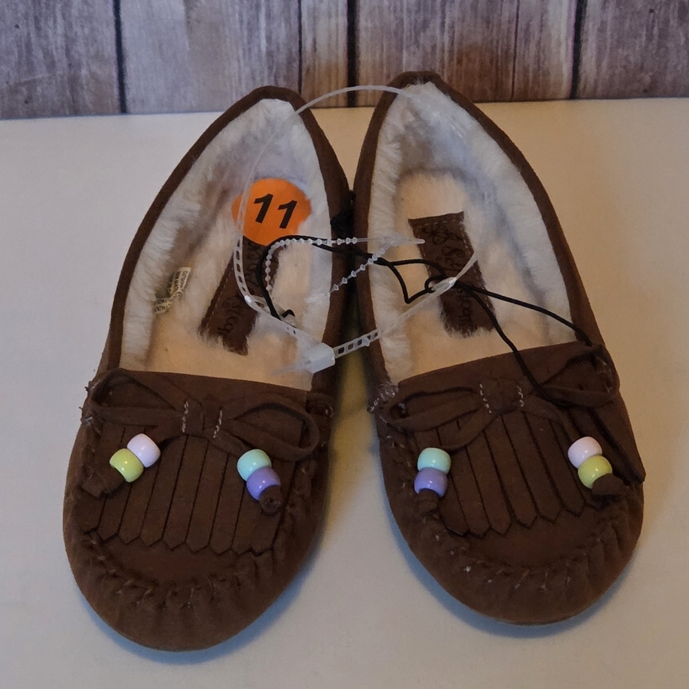 Self Esteem Brown Kids Moccasins with Beads
